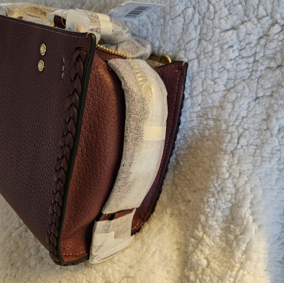 🎀Authentic Coach Rogue 20 With Braid. Pebble Leather Brass /Wine🌺 - Picture 14 of 16